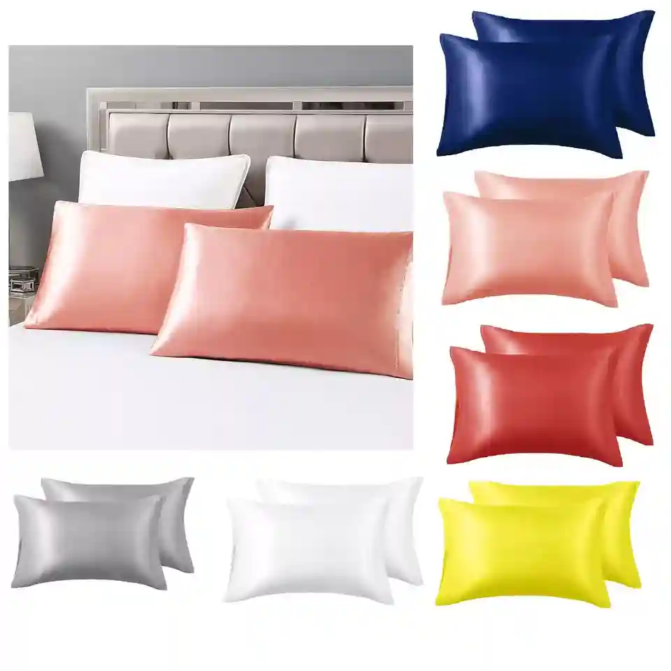 Satin Pillowcase Soft Silk Pillow Cushion Covers Home Decor Bed Bedding