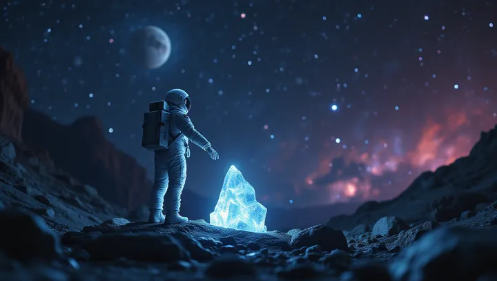 Astronaut Ventures onto an Extraterrestrial Rock