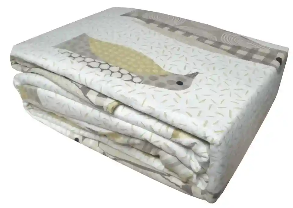 KING SIZE FLANNELETTE SHEET SET BIRDS GREEN OLIVE CIRCLE SPECKLE PENGUIN WARM