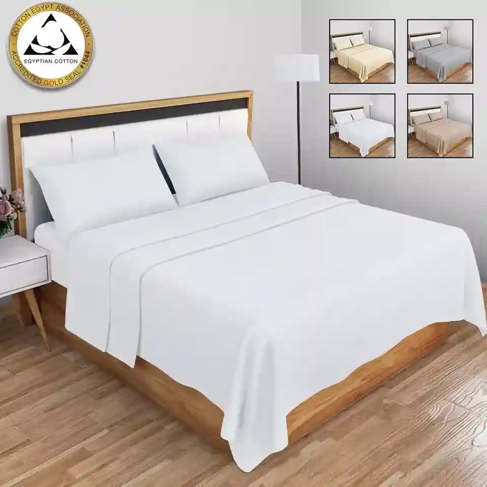 Luxury 100% Egyptian Cotton Flat Sheet 400TC Bed Sheets Single Double King Size