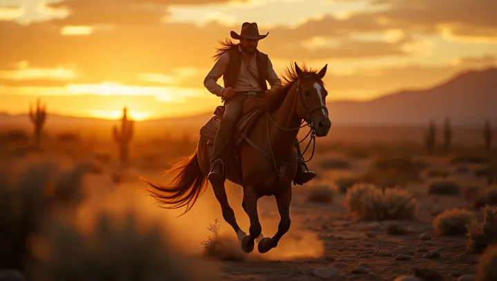 Western Cowboy Ridin' Through the Brush