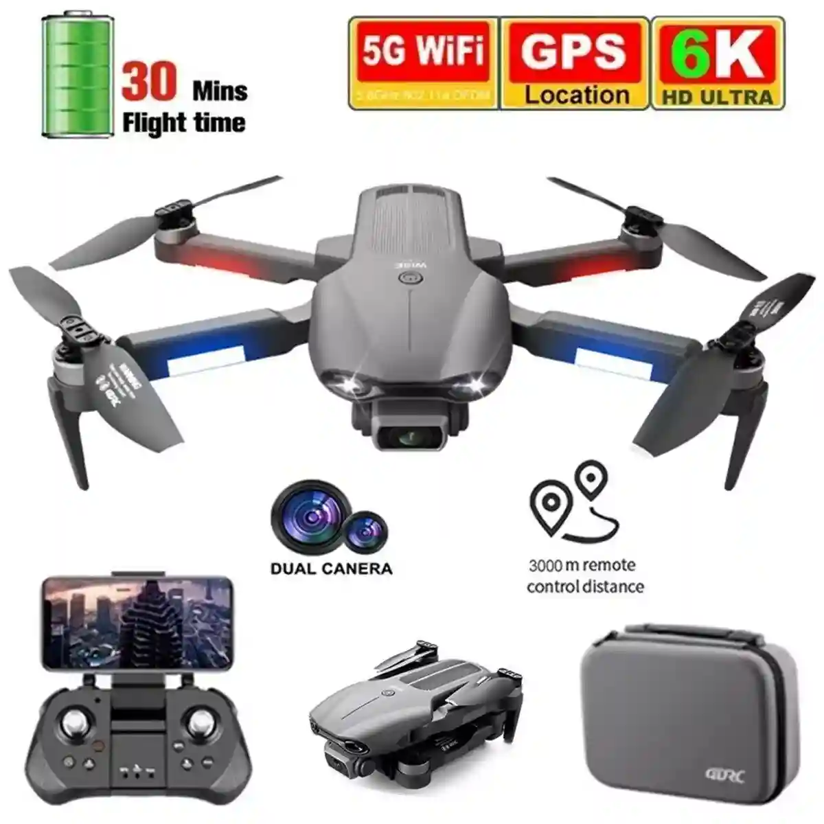 4DRC F9 2021 RC Drone GPS 4K HD Dual Camera 5G WIFI FPV Brushless Motor Foldable