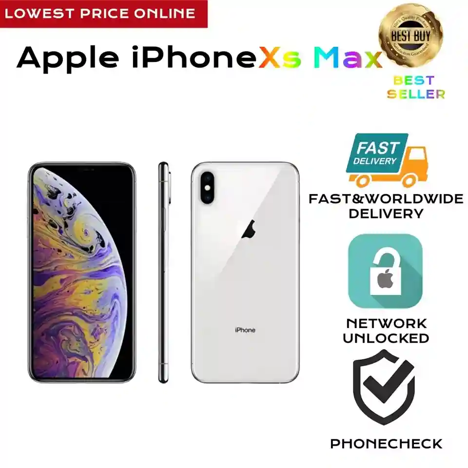 Apple iPhone Xs Max-64GB-All Colors Network Unlocked iOS Smartphone-Excellent g]