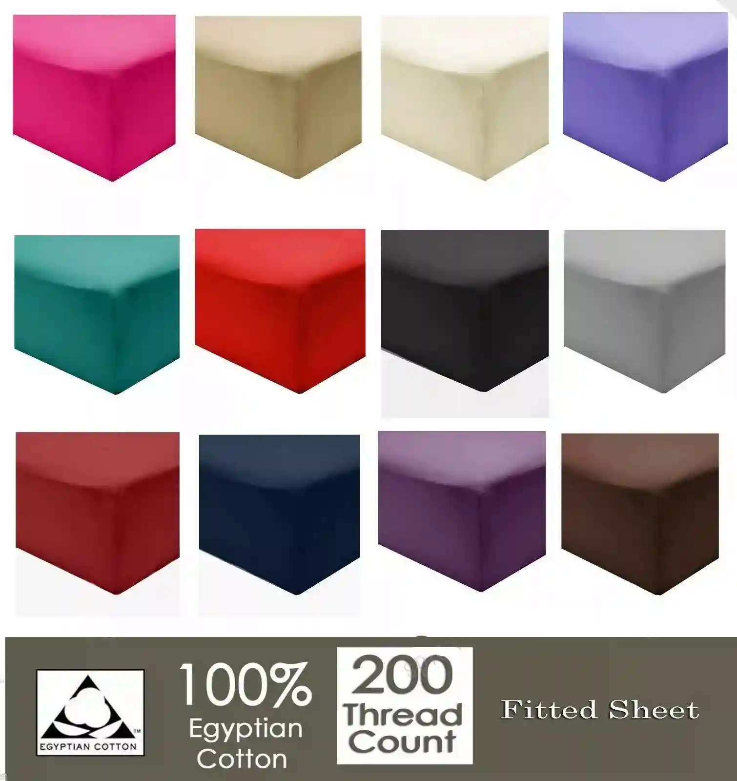 Extra Deep Fitted Sheets 16"/40CM 100% Egyptian Cotton 200TC all 4 sizes