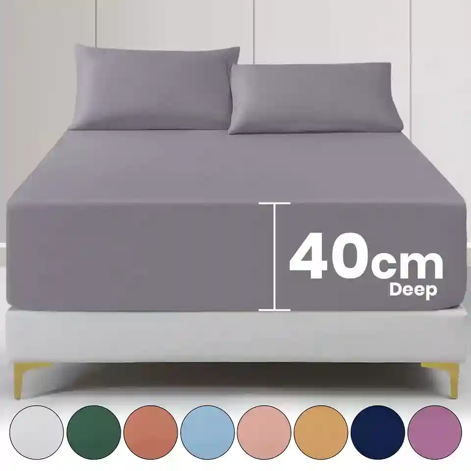 Extra Deep Fitted Sheet 40cm Bed Sheets Single Double King & Super King Size UK