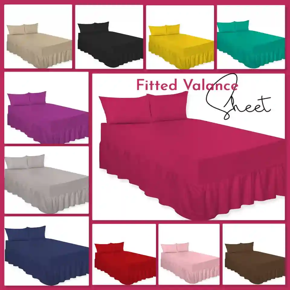 Fitted Valance Sheets Polycotton Luxury Non- Iron Plain Dyed Premium Bed Sheets