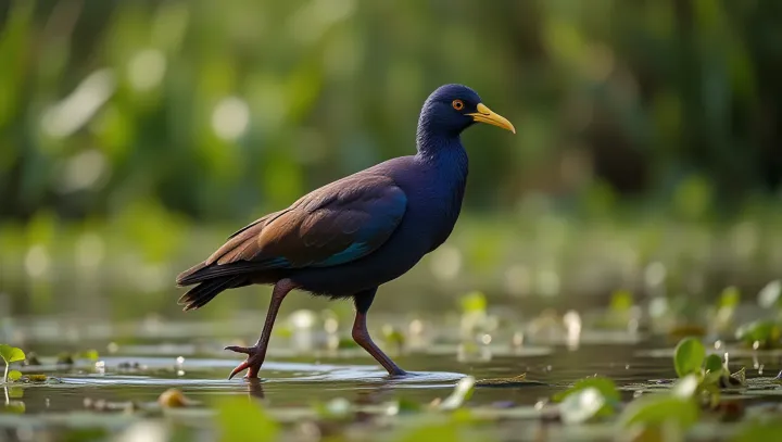 การเดินทางที่มีชีวิตชีวาของ Gallinule สีม่วง