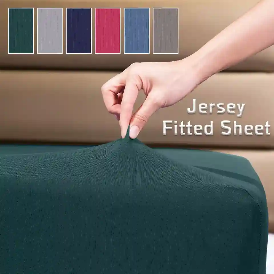 Jersey Cotton Stretch Fitted Sheet Extra Deep 30cm Bed Single Double King S.King