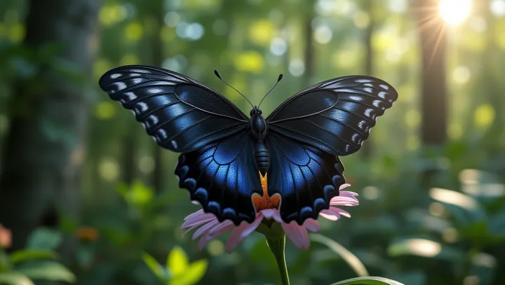 The Enchanting Elegance of the Black and Blue Butterfly