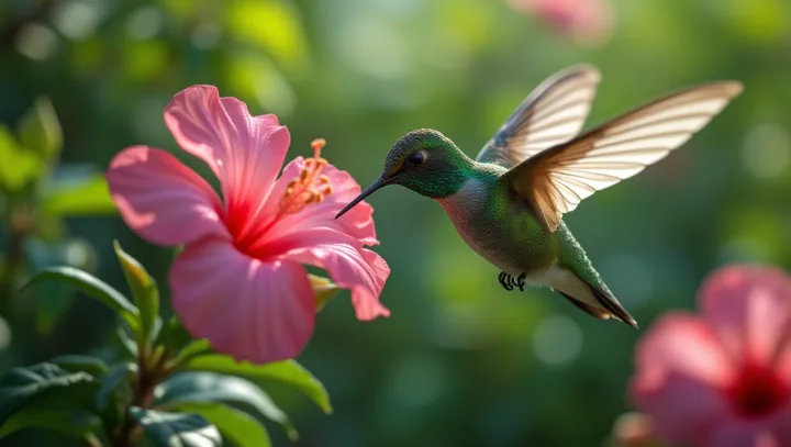 นกฮัมมิ่งเบิร์ดสีเขียวพราวมาเยือนบลูม