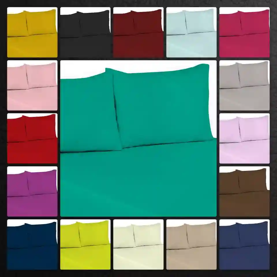 Flat Sheets Polycotton Plain Dyed Hotel Quality in Single Double King Super King