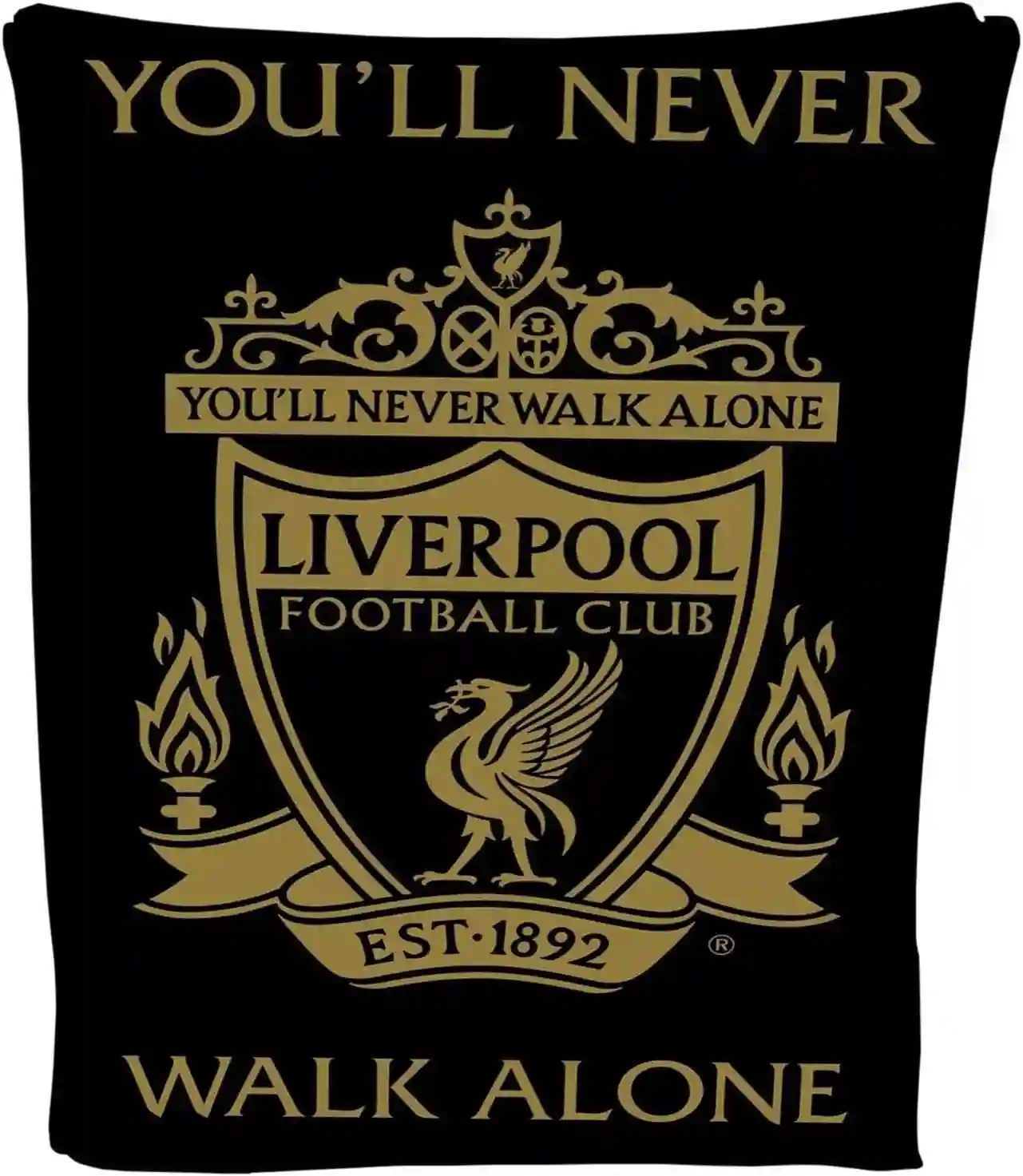 Liverpool Football Crest Blanket Soft Fleece LFC Gold Sofa Throw Gift