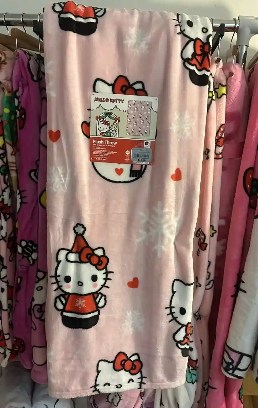 New ListingHello Kitty Pink Snowman and Snowflakes Christmas Blanket / Throw