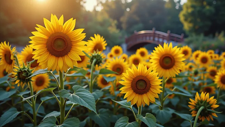 Art Lovers Enchanted by Monet's Garden Sunflowers