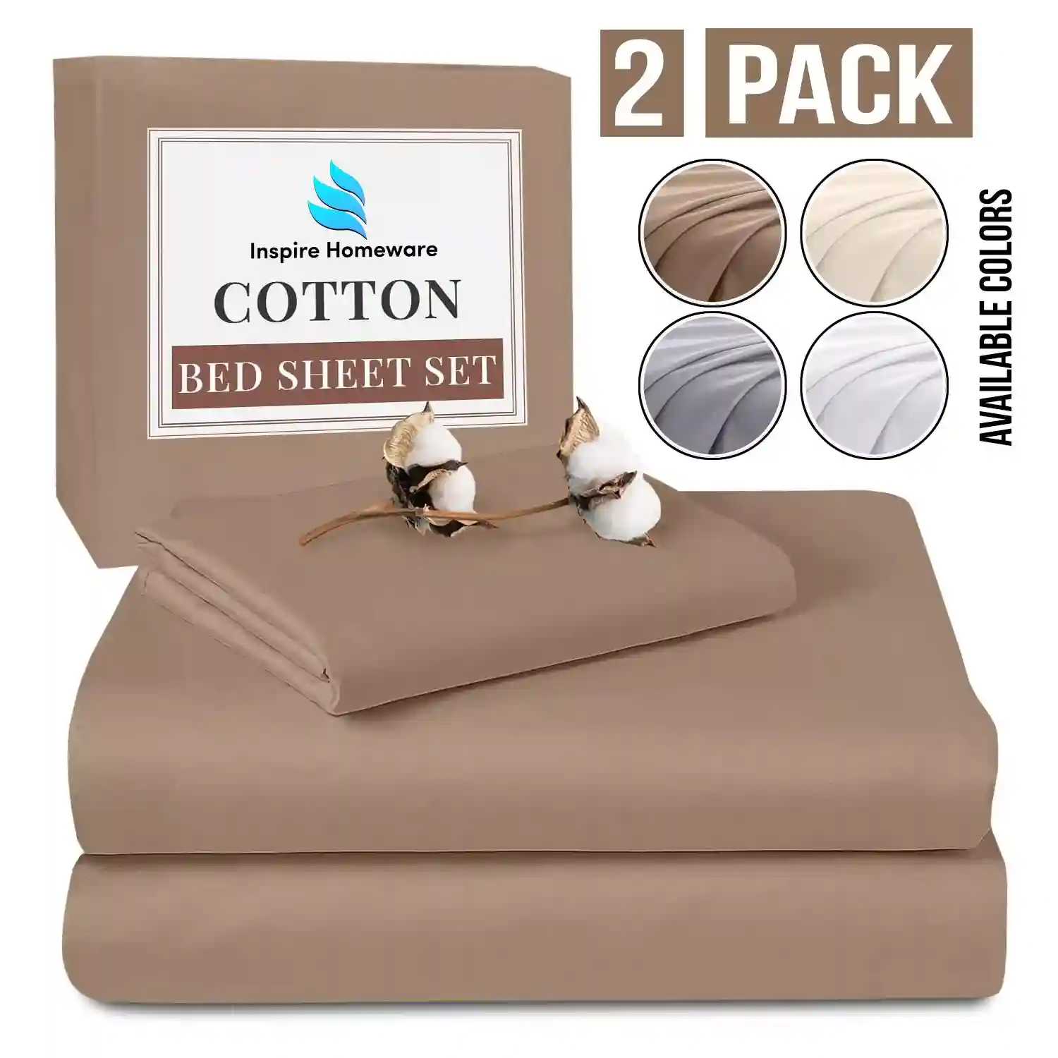 2 PACK Egyptian Cotton Flat Sheet TC 400 Bed Sheets Single Double King Size