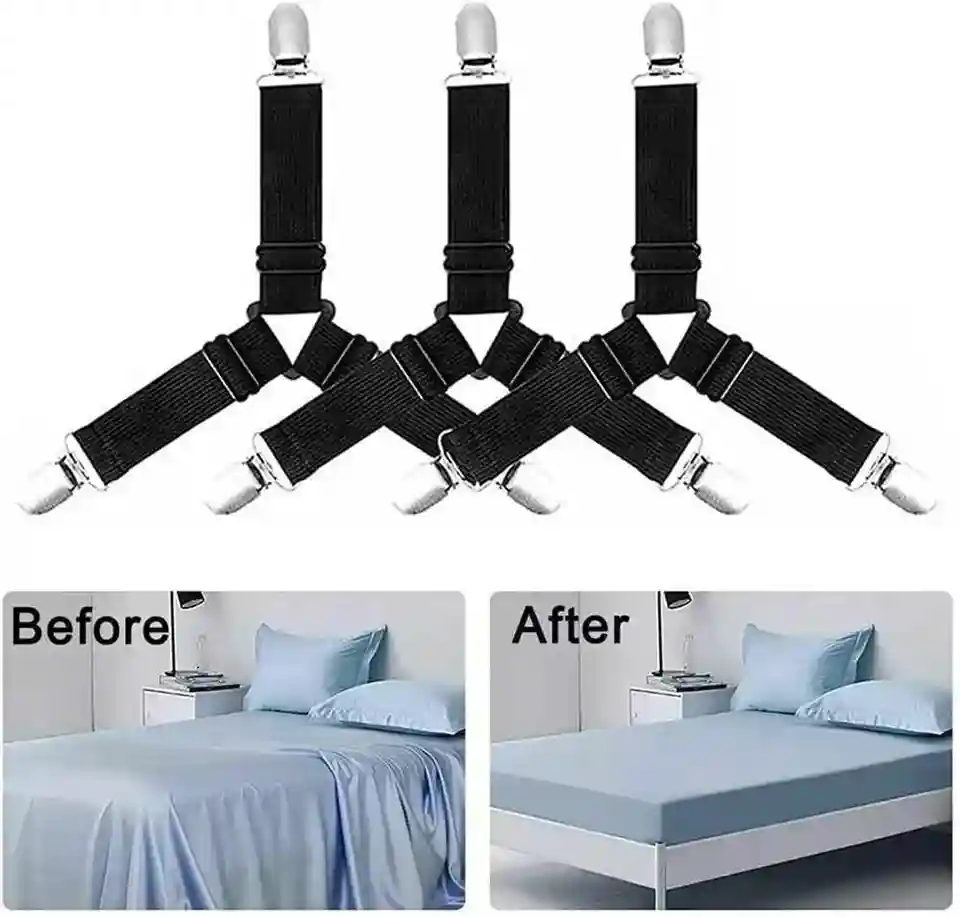 4x Suspender Straps Crisscross Bed Sheet Mattress Holder Fastener Grippers Clips