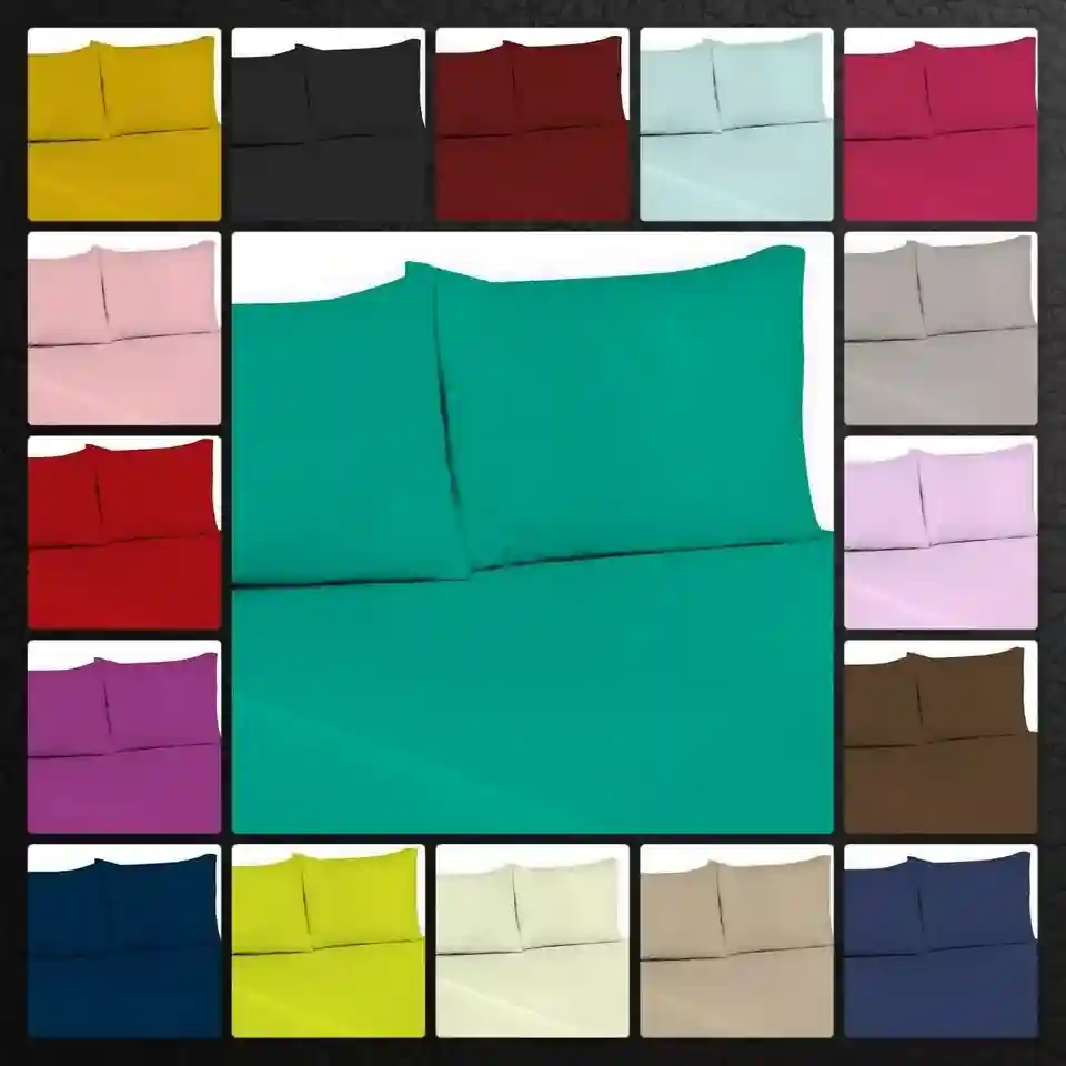 100% Polycotton Plain Dyed Flat Sheet or Matching PillowcaseAvailable All Sizes.