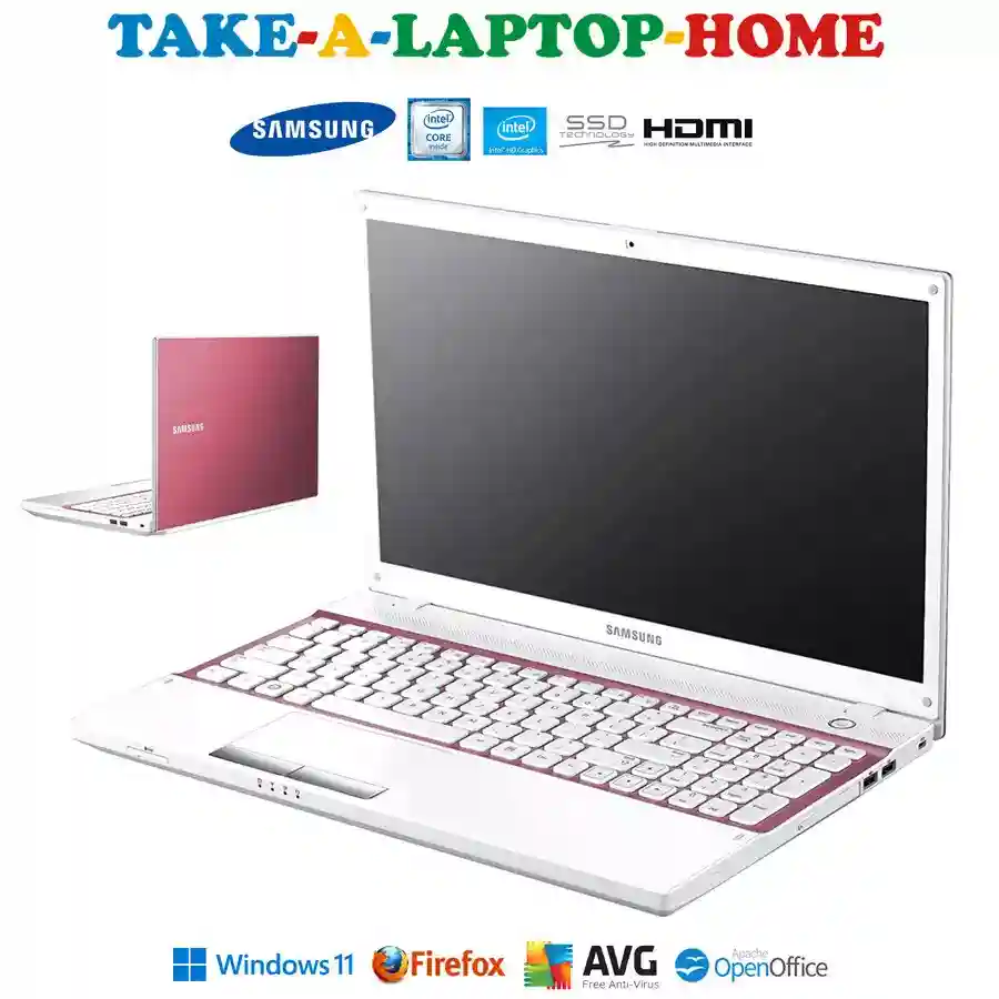 New ListingSamsung Raspberry Pink Laptop Windows11 HD 15.6" Big 500Gb DVD/CD HDMI WiFi 5GHz