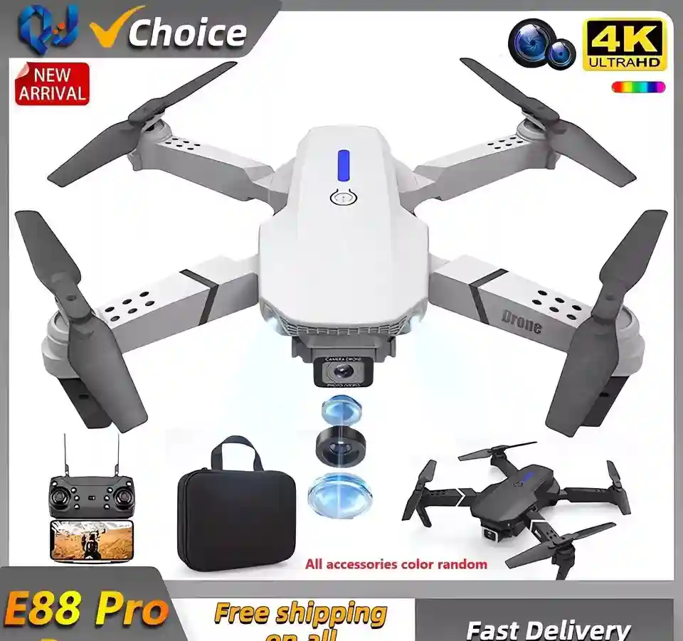 New Listing2024 E88Pro RC Drone 4K Professional Double Camera Foldable Helicopter - White