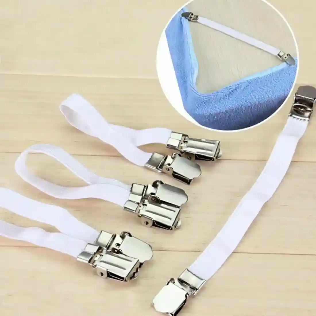 Bed Sheet Mattress Corner Straps X 4 Holder Elastic Fasteners Clips Ironing Bd