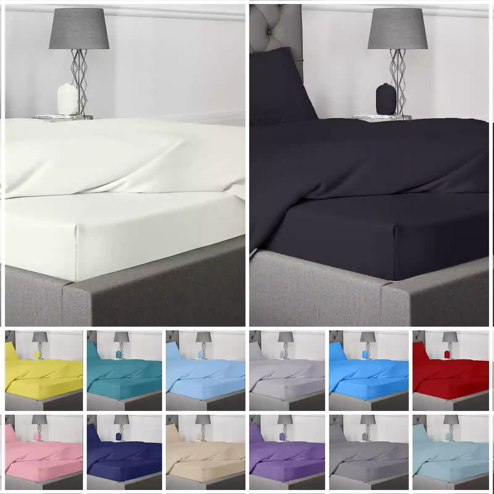 100% Egyptian Cotton 400 TC 35cm Extra Deep Soft Fitted Sheet 25 cm Bed Sheets