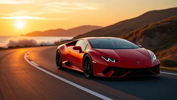 ความตื่นเต้นในแต่ละวันของ Lamborghini ในสีแดง