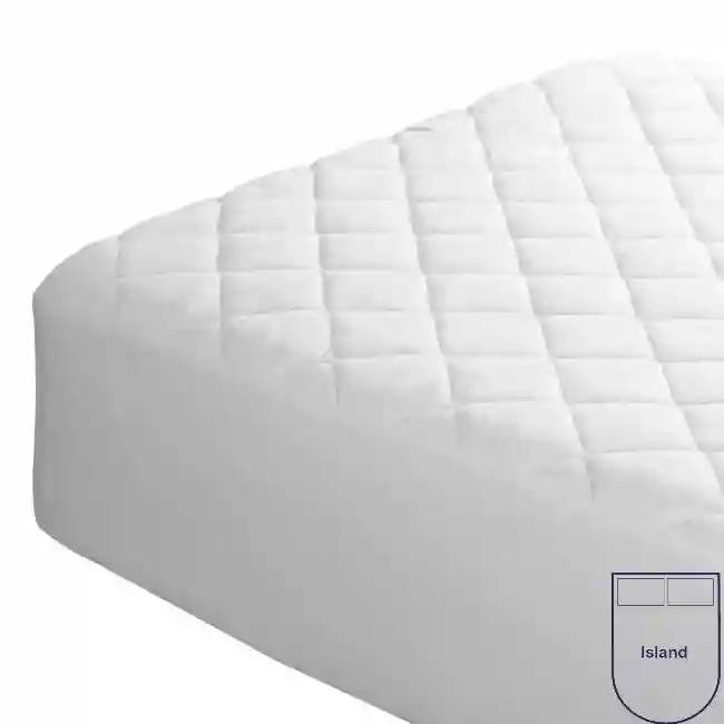 Caravan Mattress Protector Quilted Cotton Blend Right/Left Cut Off & Island Bed