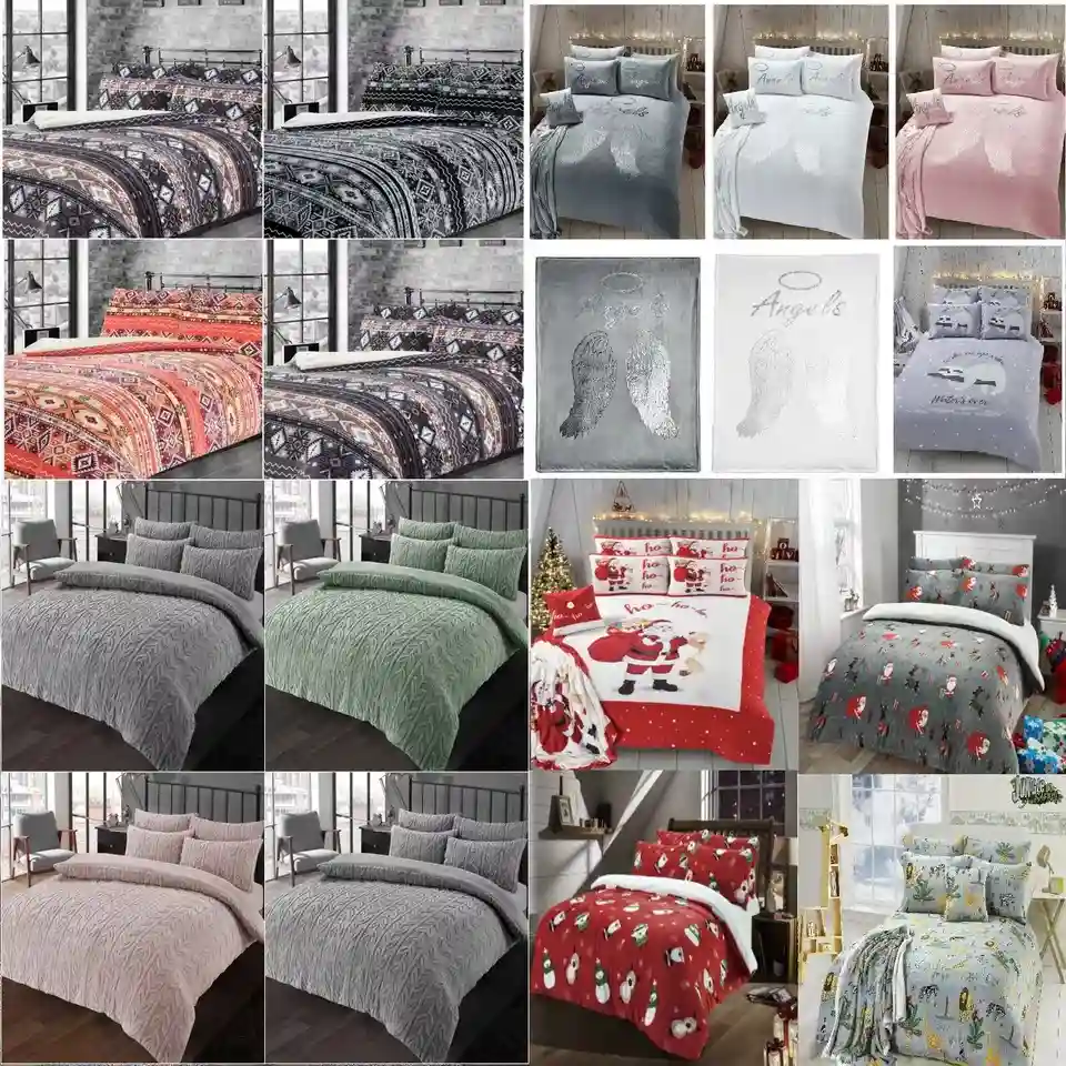 Teddy Bear Fleece Duvet Cover Set Sherpa Thermal Warm Bedding Set Reversible