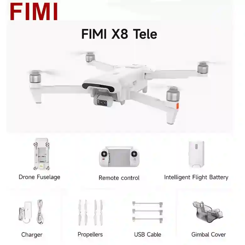 FIMI X8 Tele 30x Hybrid Zoom 4K 60fps 10KM Range 3-Axis Gimbal GPS Camera Drone