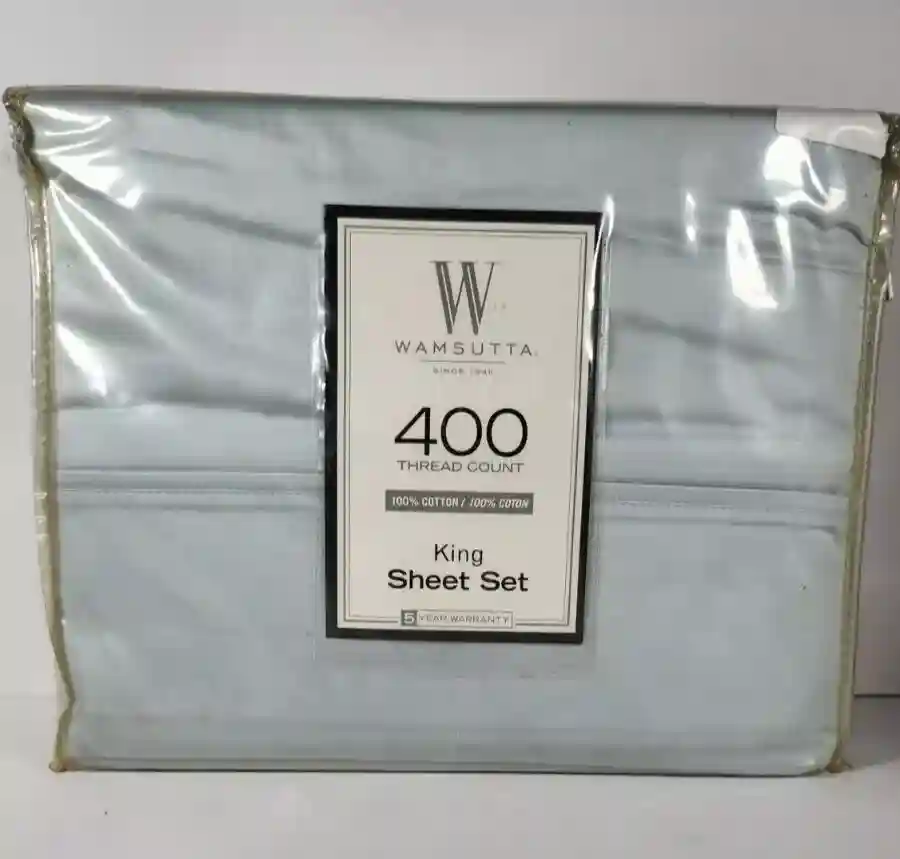 New ListingWamsutta King Bed Sheet Set 100% Cotton Sky Blue 400 Thread Count Brand New 4 pc