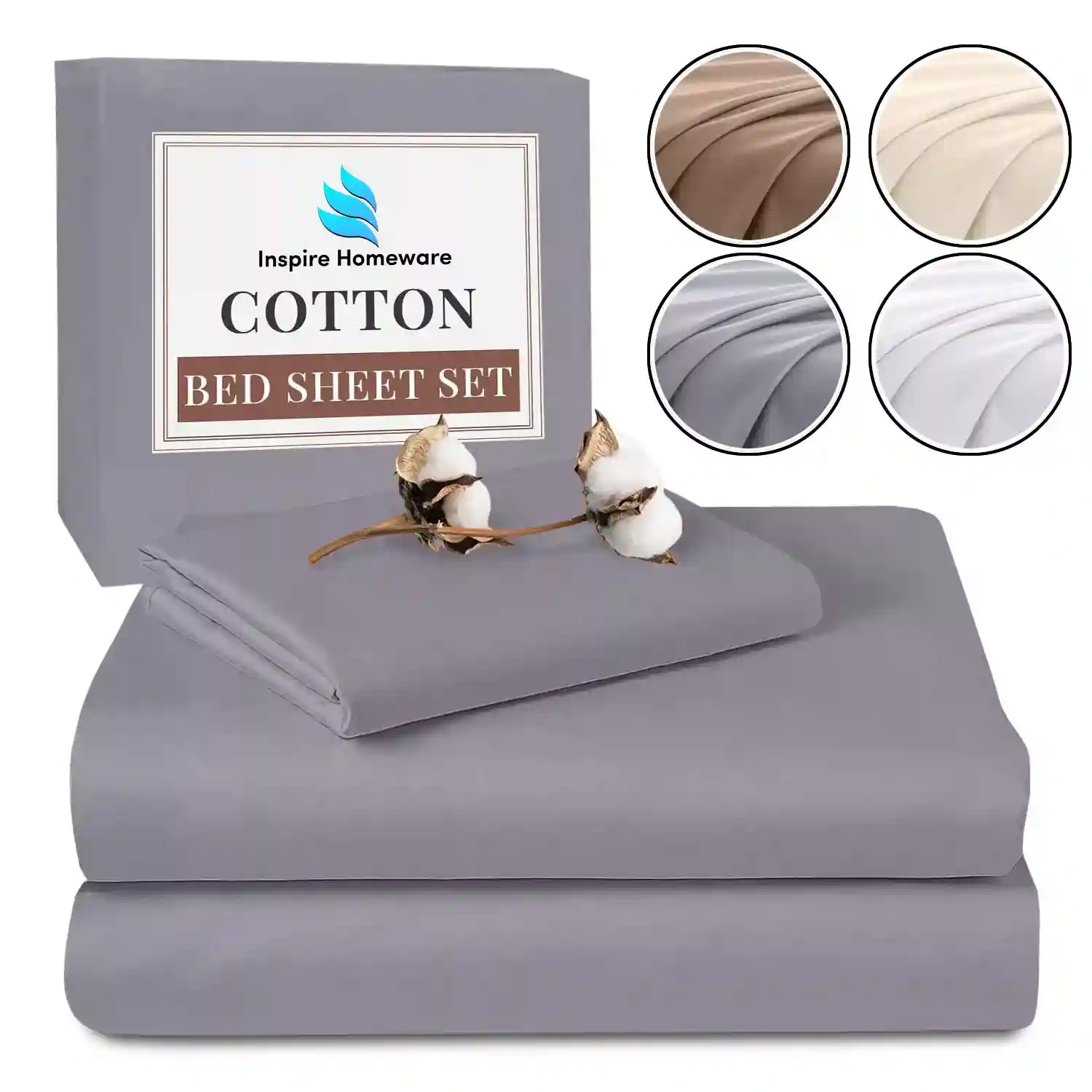 Luxury 100% Egyptian Cotton Flat Sheet TC 400 Bed Sheets Single Double King Size