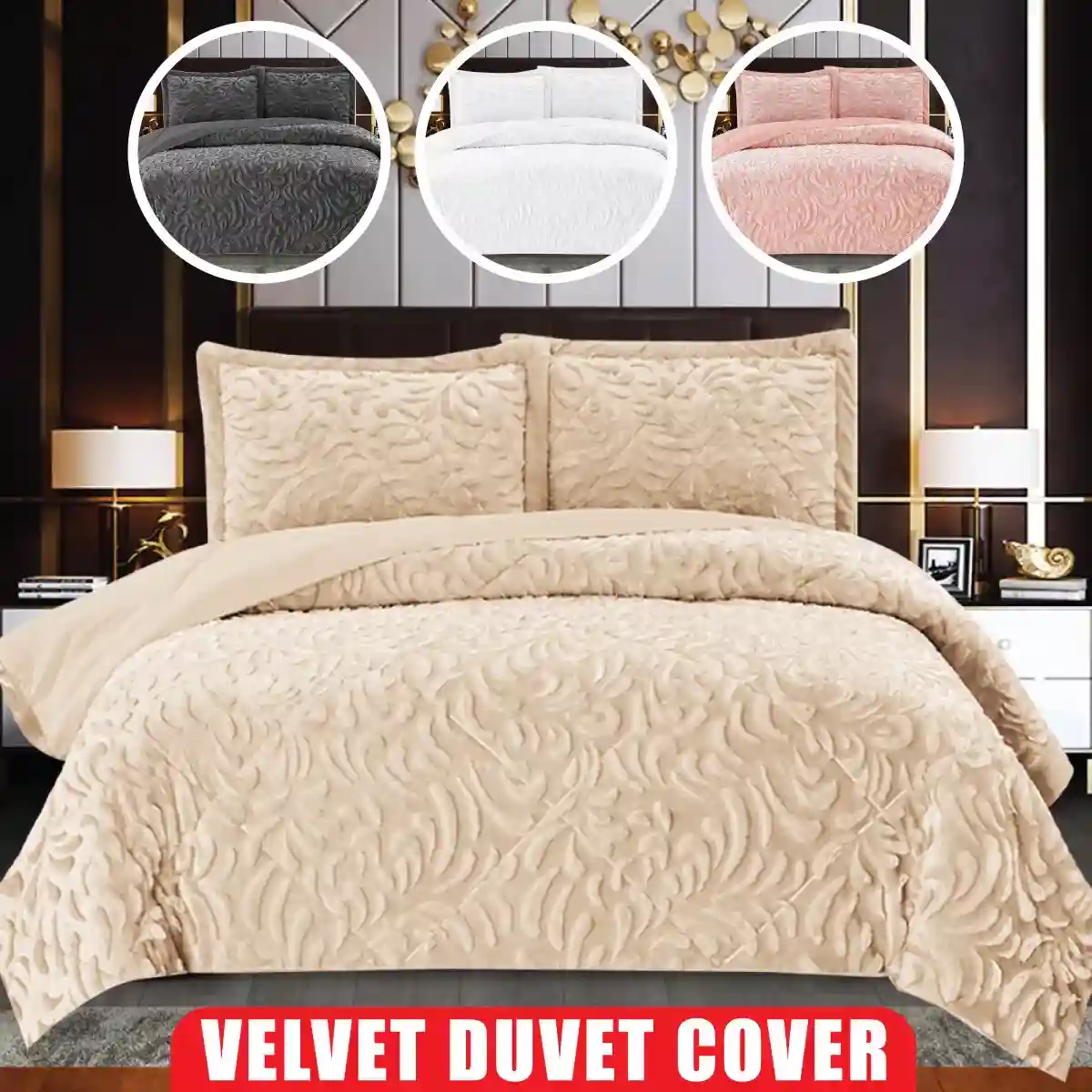 3 Piece Teddy Fleece Duvet Cover Velvet Bedding Set Double King Super King Size