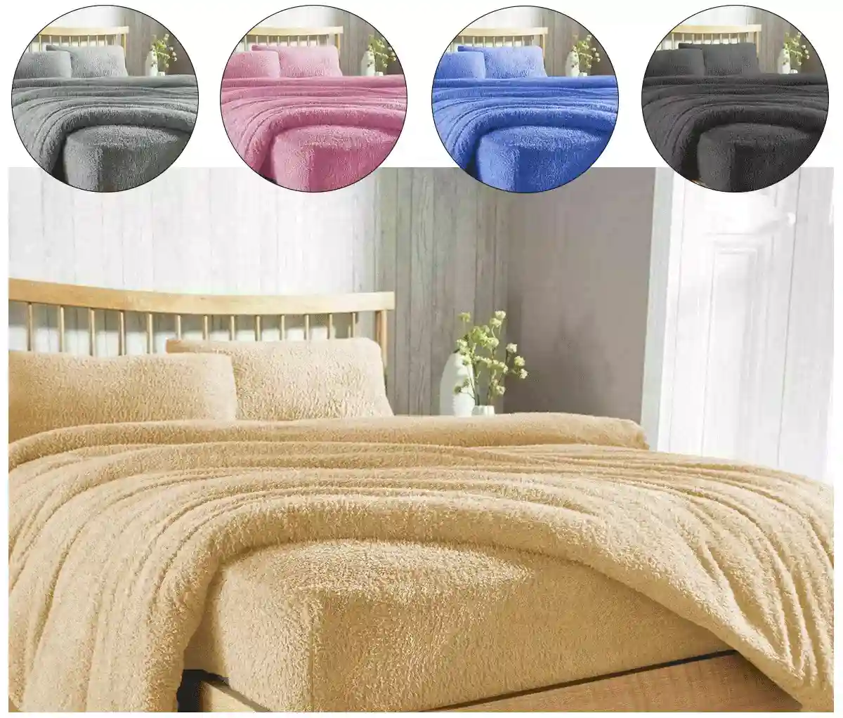 Extra Deep Teddy Fleece Fitted Sheet Cosy Warm Luxury Bed Sheets Double King Siz