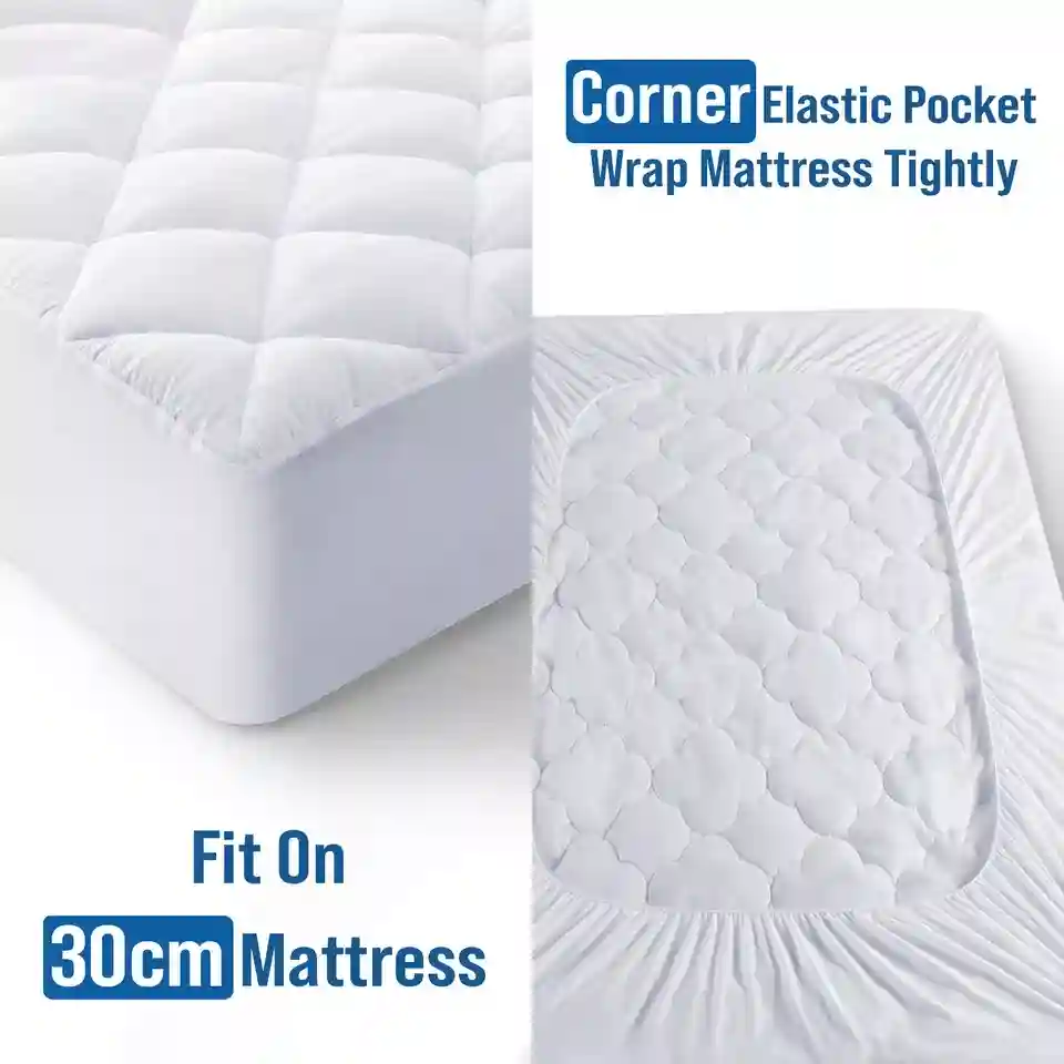 EXTRA DEEP QUILTED MATRESS PROTECTOR FITTED BED MATTRESS TOPPER COVER ALL SIZES