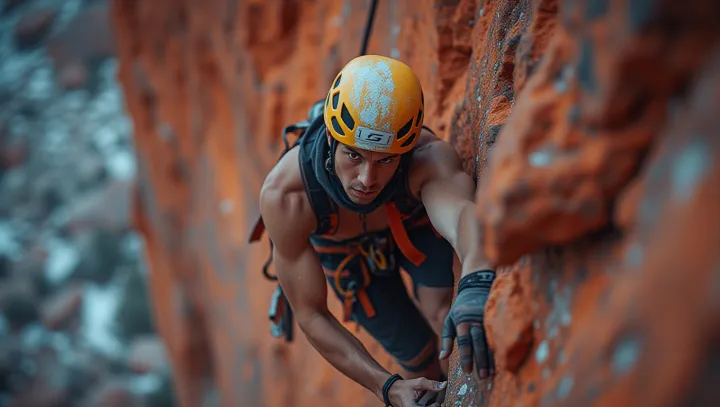 Daring Climb Against Red Cliff