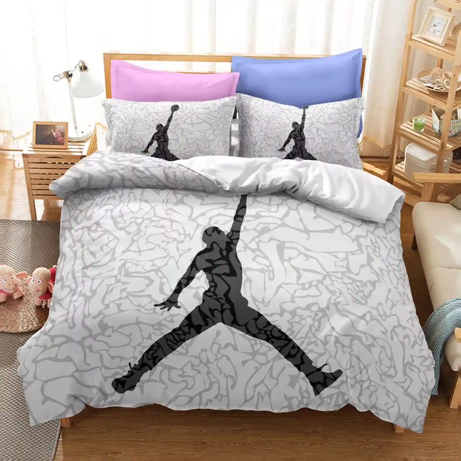 Jordan Basketball Quilt Cover Set Pillowcase Single Double Queen King Sizes