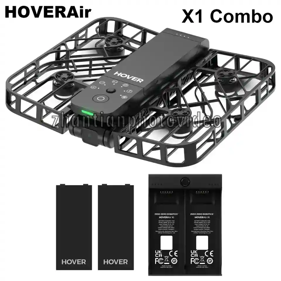 Black HOVERAir X1 Combo Self-Flying Camera Pocket-Sized Drone 120g Palm Takeoff