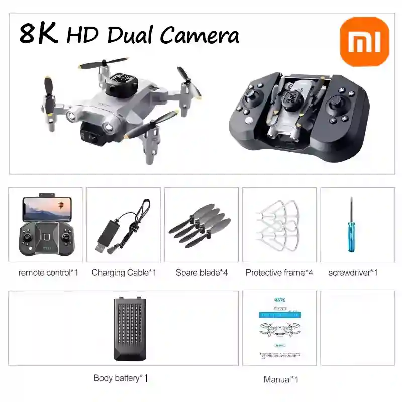 New ListingXiaomi V30 Mini Drone 8K HD, GPS, Obstacle Avoidance, Portable UAV for Aerial Ph