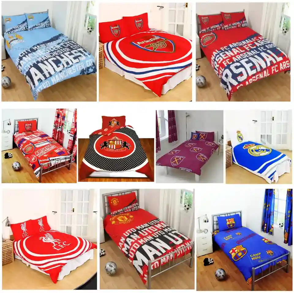 FOOTBALL CLUBS DUVET COVER SET SINGLE DOUBLE - ARSENAL BARCELONA CHELSEA & MORE