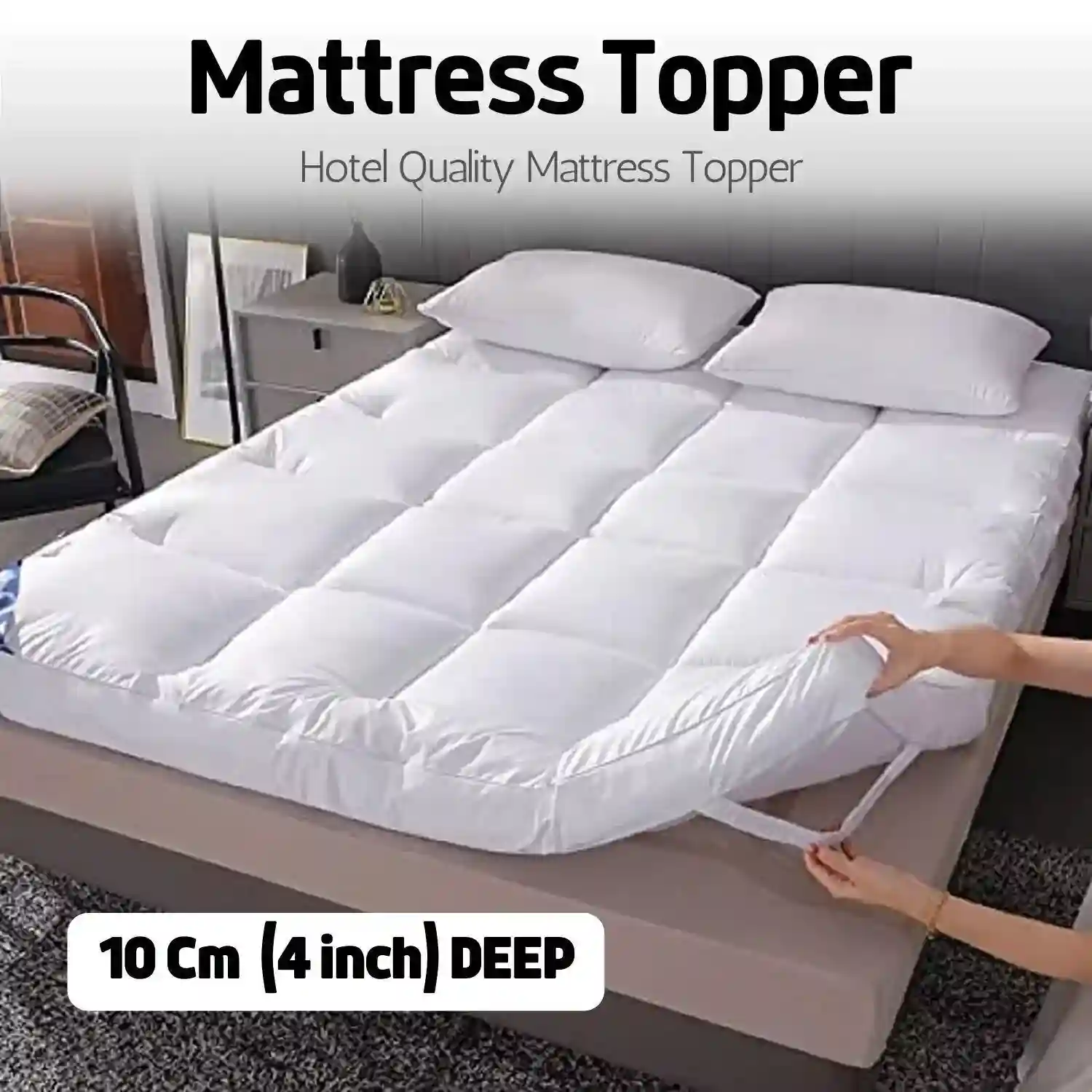 Hotel Quality Mattress Topper 10cm Deep Thick Single Double King Super All Sizes