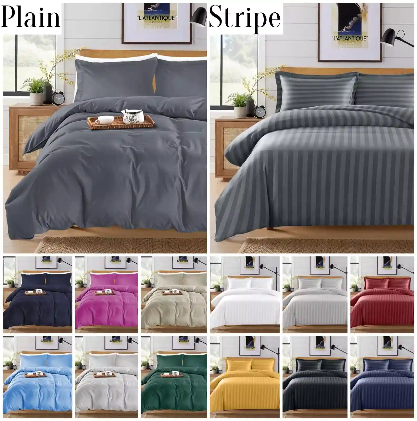 Luxury Duvet Cover 3 Piece Reversible Quilt Cover Bedding Set with Pillow Cases