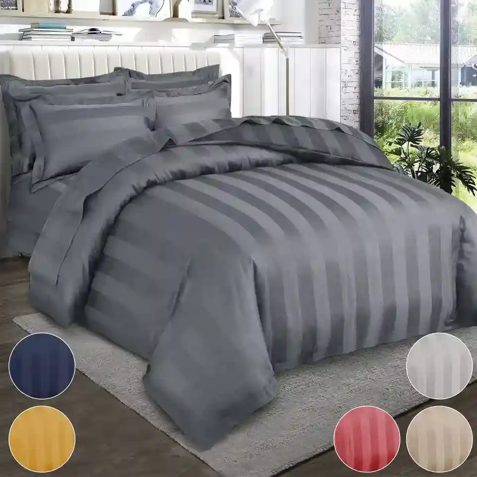 Egyptian Stripe Duvet Quilt Covers Luxury Bedding Set Single Double King Size