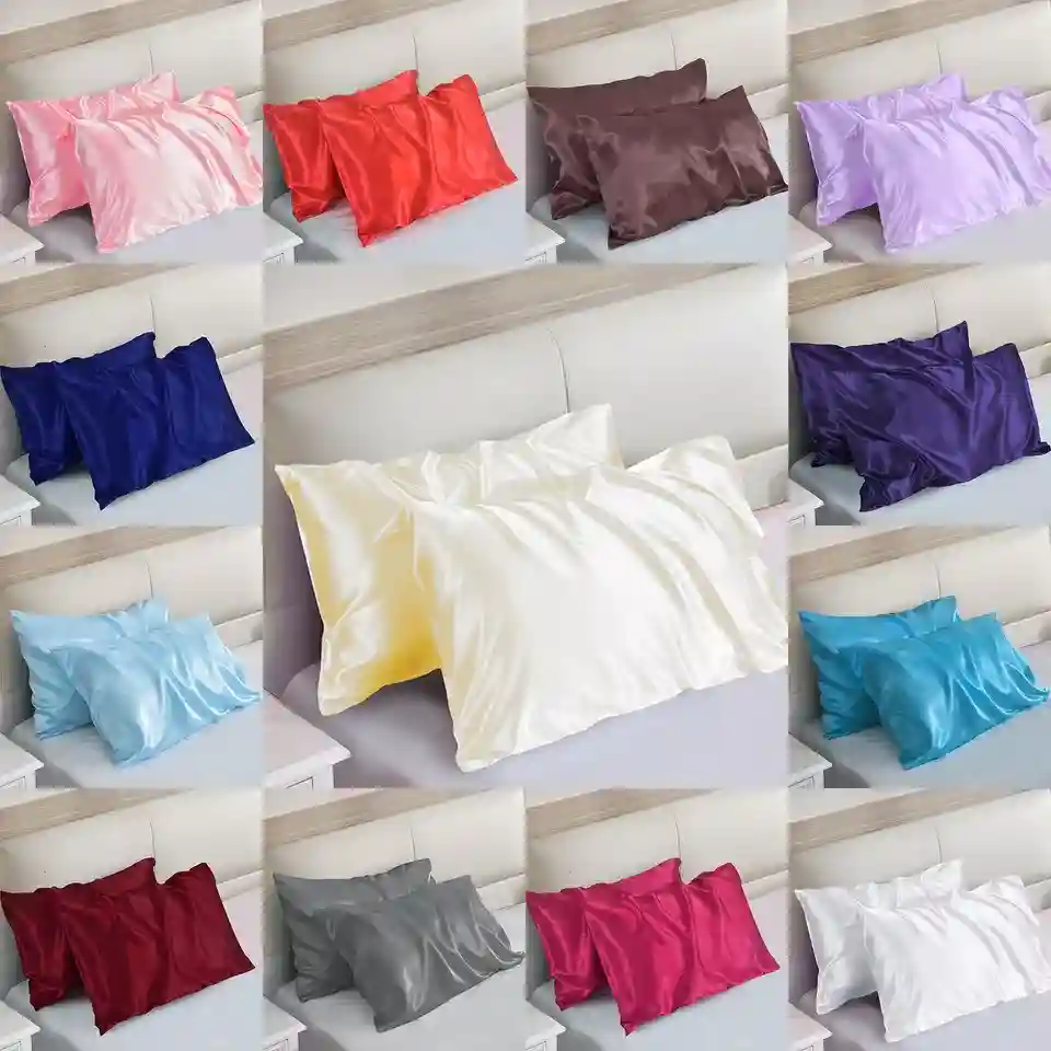 2 Pack Luxury Satin Silk Pillowcase For Hair & Skin Pillow Cases Covers Bedding