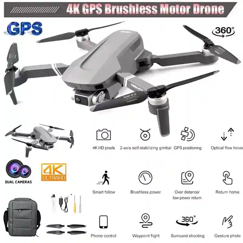 4DRC F4 Drone 6K HD Camera Dual Drone GPS FPV Folding RC Brushless