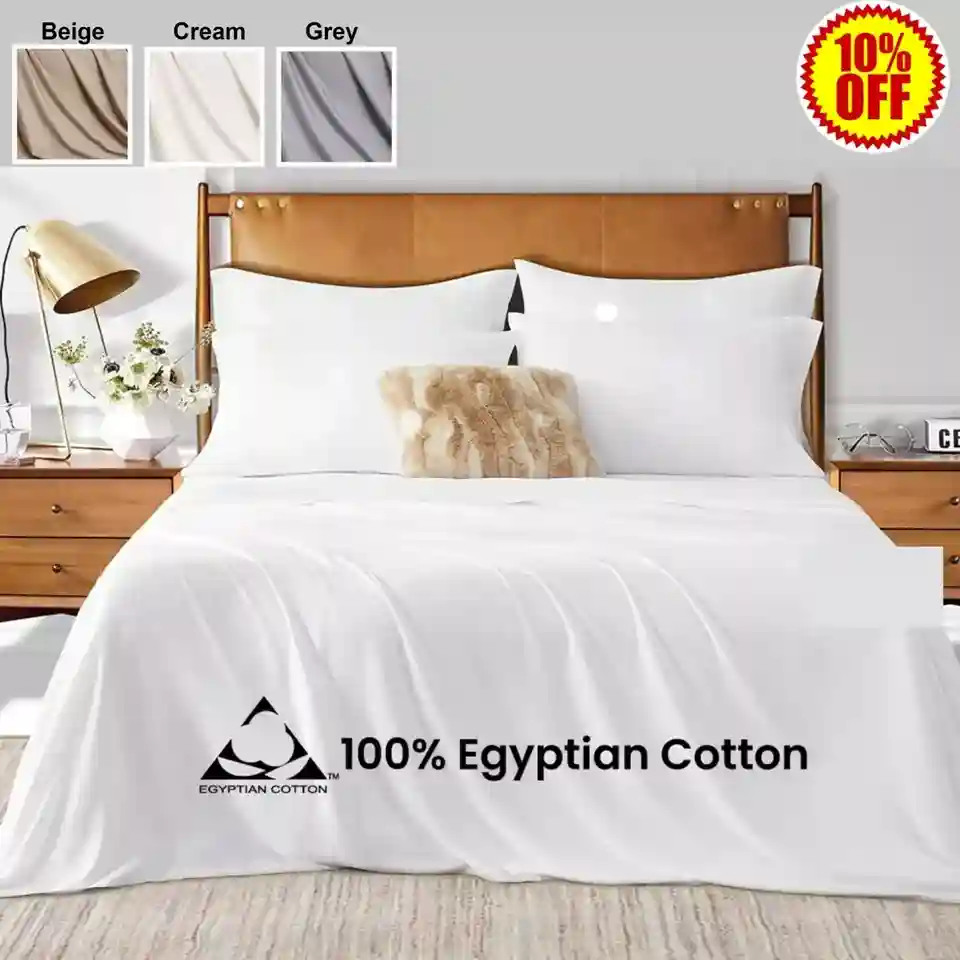 100% Egyptian Cotton Flat Sheet Bed Sheets 200TC Single Double King Super King