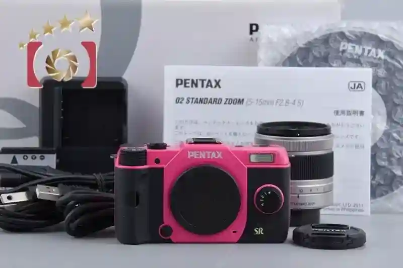 "Shutter count 2,244" PENTAX Q7 Pink 12.4 MP Digital Camera 5-15 Lens w/ Box