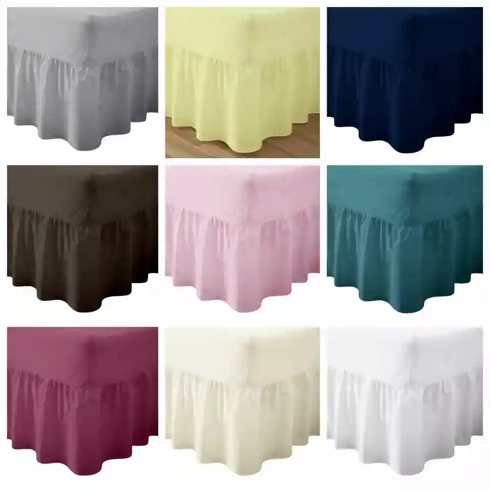 Plain Dyed PollyCotton Fitted Valance Sheet Single Double King Super king