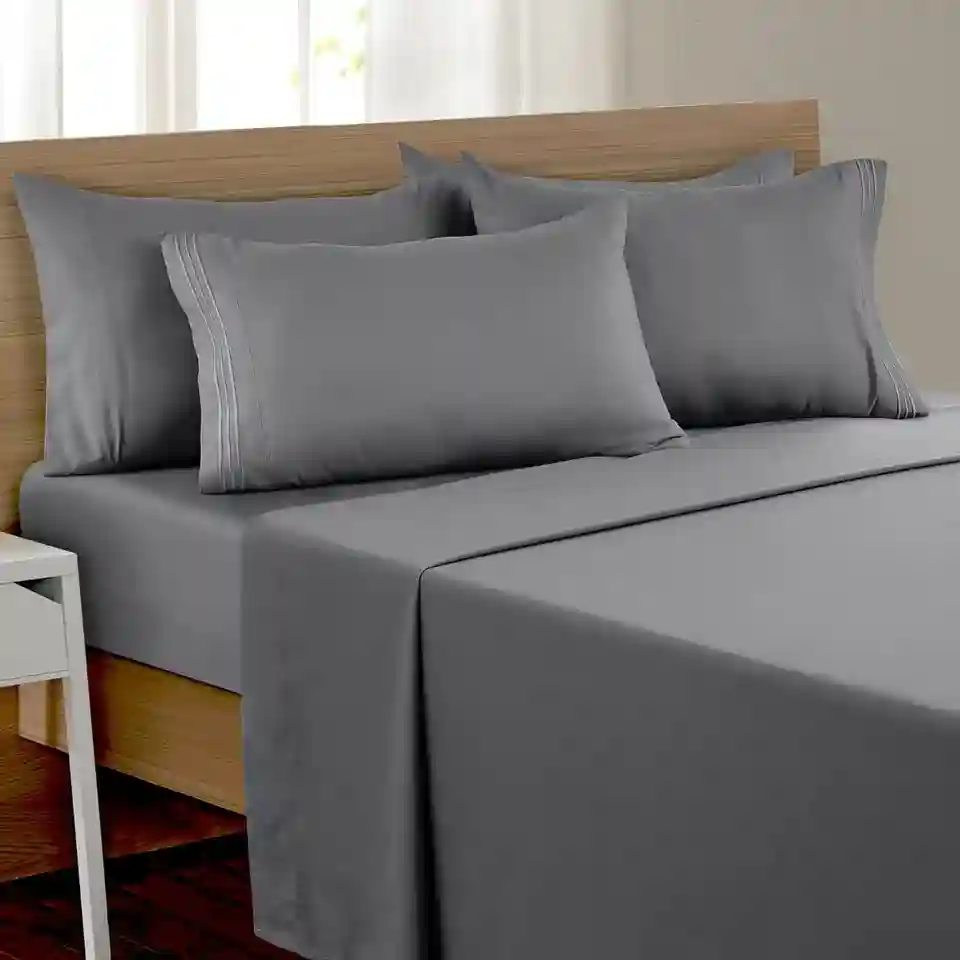 6 Pcs Bed Sheet Set Soft Deep Pocket Microfiber Hotel Collection Bedding Sheets