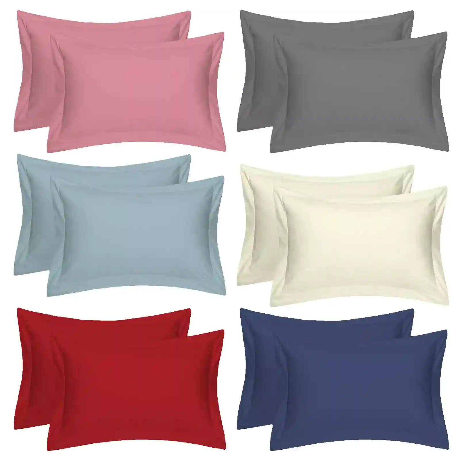 4 x Oxford Pillowcase Cover 100% Poly Cotton Super Soft Bedroom Pillow Pair Pack