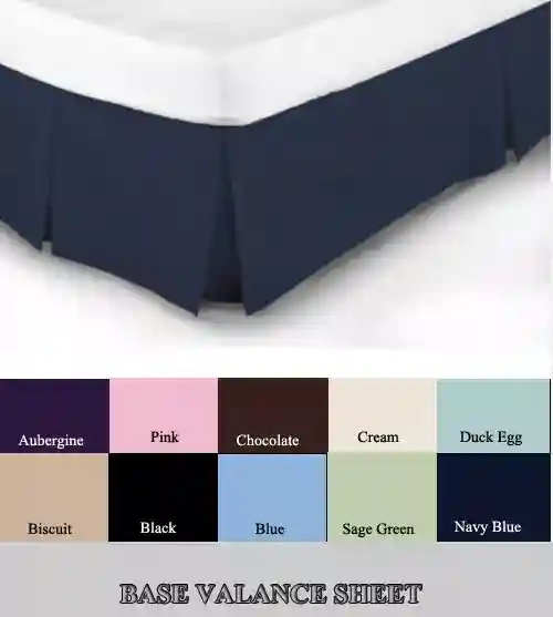 LUXURY PLAIN DYED PLEATED POLY COTTON PLATFORM BASE VALANCE SHEETS ALL SIZES